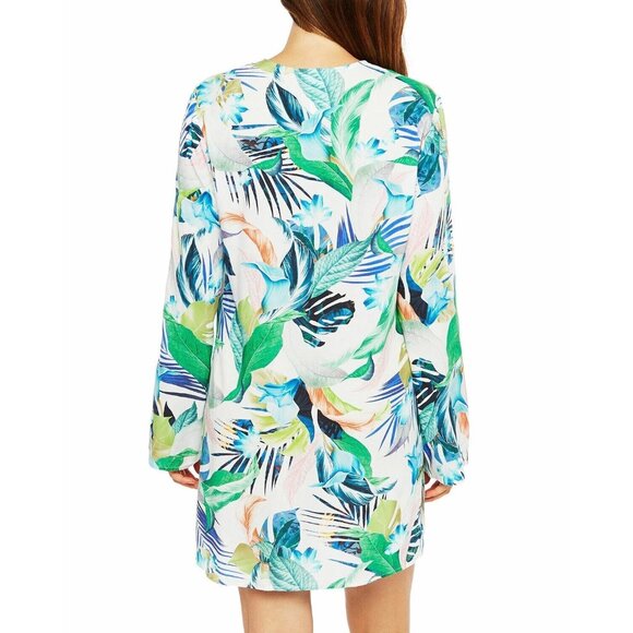 La Blanca In the Moment Lace Up V-Neck Cover Up Swim Dress Blue Green Sz Medium - Picture 4 of 11